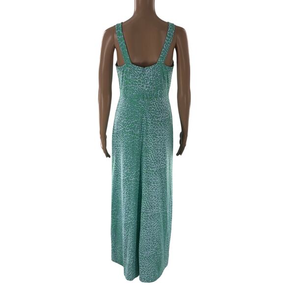 J. McLaughlin Blue Cheetah Print Karla Catalina Cloth V Neck Maxi Dress - Picture 6 of 9